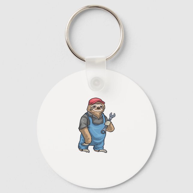 Sloth Mechanic Wrench Classic T-Shirt Key Ring (Front)