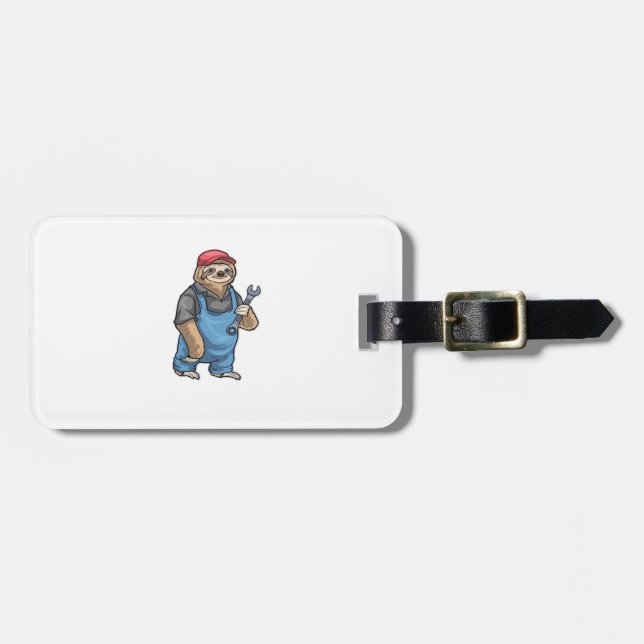 Sloth Mechanic Wrench Classic T-Shirt Luggage Tag (Front Horizontal)