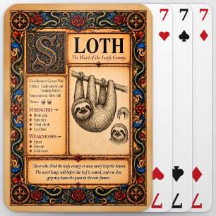 Sloth, Mediaeval Bestiary Art Playing Cards