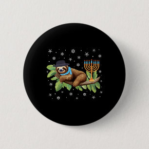 Sloth Menorah Hanukkah Chanukah Animal Sloths Jewi 6 Cm Round Badge