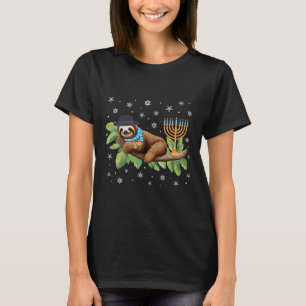 Sloth Menorah Hanukkah Chanukah Animal Sloths Jewi T-Shirt