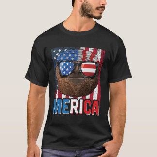 Sloth Merica 4Th Of July Lazy American Animal Patr T-Shirt