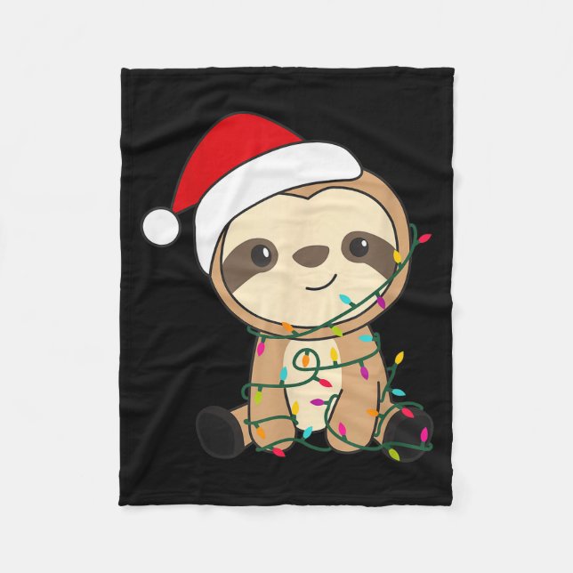 Sloth Merry Christmas Winter Sloths Christmas  Fleece Blanket (Front)