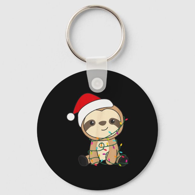 Sloth Merry Christmas Winter Sloths Christmas  Key Ring (Front)