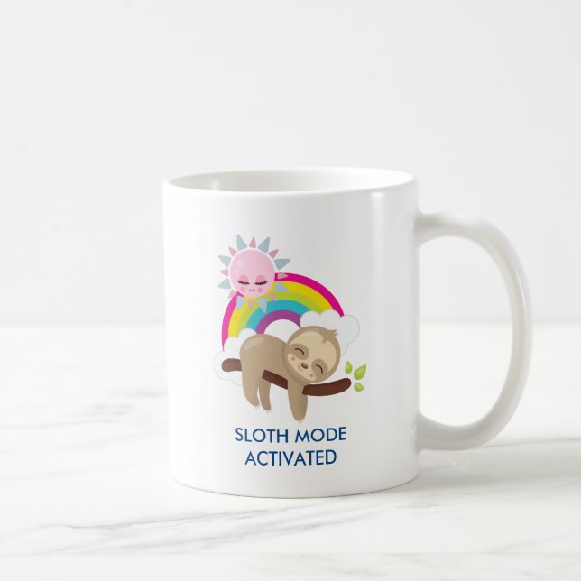 Sloth Mode Activated Funny Illustration Coffee Mug (Right)