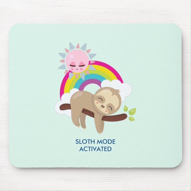 Sloth Mode Activated Funny Illustration Mouse Mat (Front)