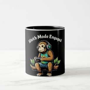 Sloth Mode Engadged Lazy Funny Chill Vibes Two-Tone Coffee Mug