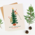 Sloth Monkey hanging from a Christmas Tree  Holiday Card<br><div class="desc">This beautifully designed Christmas Card features a sloth and a monkey hanging off a Christmas Tree. Fully customizable,  suitable for any age. 🤩 Editable templates from Motif Visuals Design. Making buying more enjoyable and convenient 🤗</div>