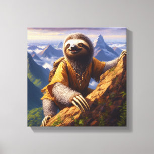 Sloth Mountain Climbing Canvas Print