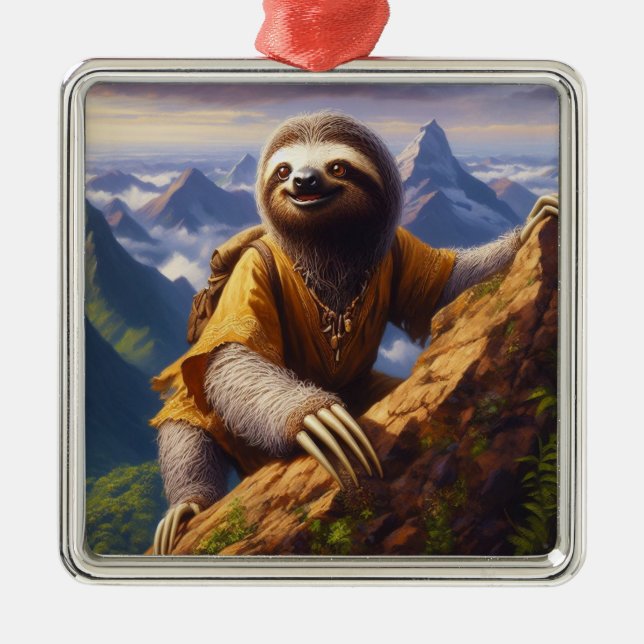 Sloth Mountain Climbing Metal Tree Decoration (Front)