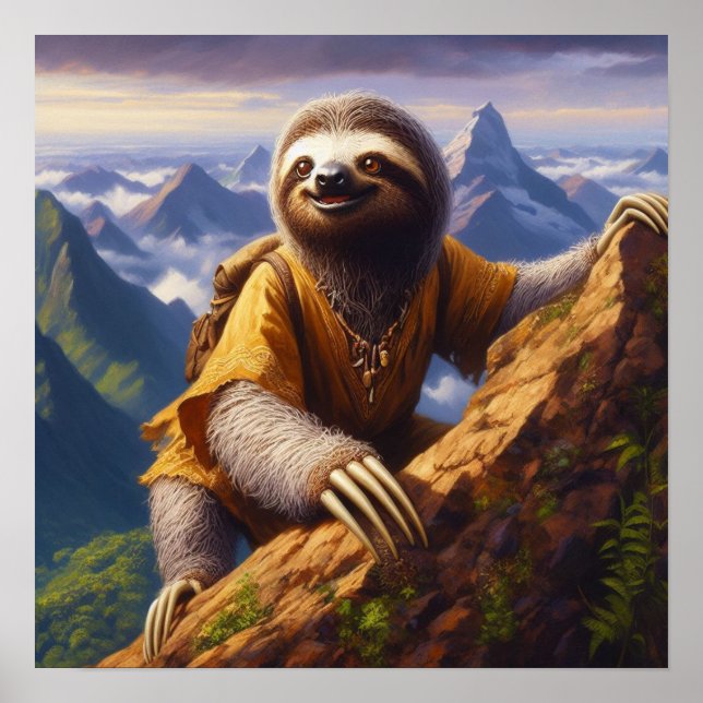 Sloth Mountain Climbing Poster (Front)