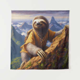 Sloth Mountain Climbing Tapestry
