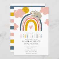 Sloth Mum & Baby with Happy Rainbow Baby Shower 