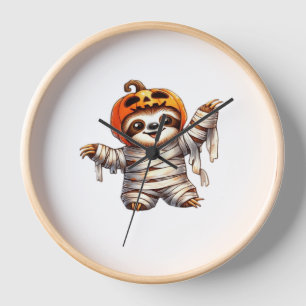 Sloth Mummy Halloween Classic T-Shirt Clock