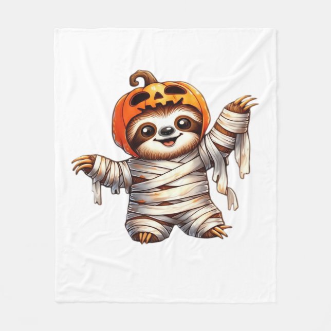 Sloth Mummy Halloween Classic T-Shirt Fleece Blanket (Front)
