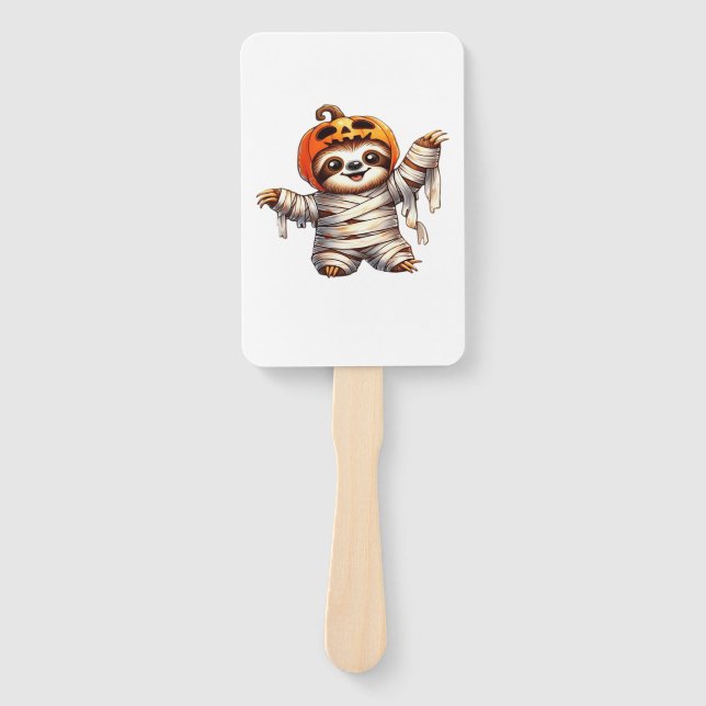 Sloth Mummy Halloween Classic T-Shirt Hand Fan (Front)