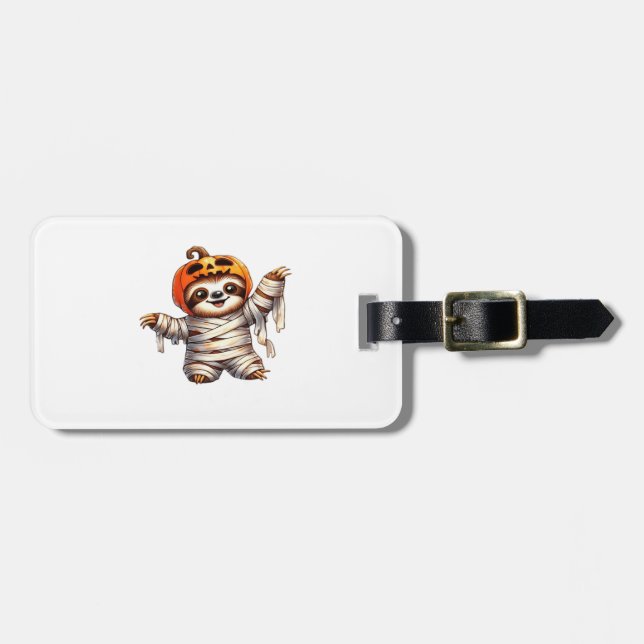 Sloth Mummy Halloween Classic T-Shirt Luggage Tag (Front Horizontal)