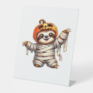 Sloth Mummy Halloween Classic T-Shirt Pedestal Sign