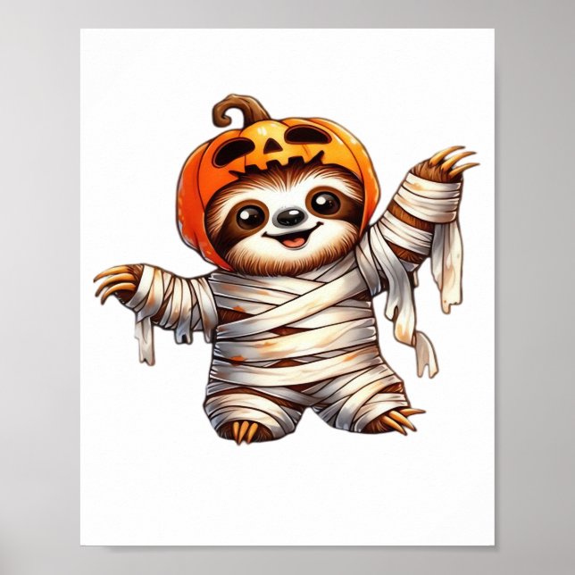 Sloth Mummy Halloween Classic T-Shirt Poster (Front)