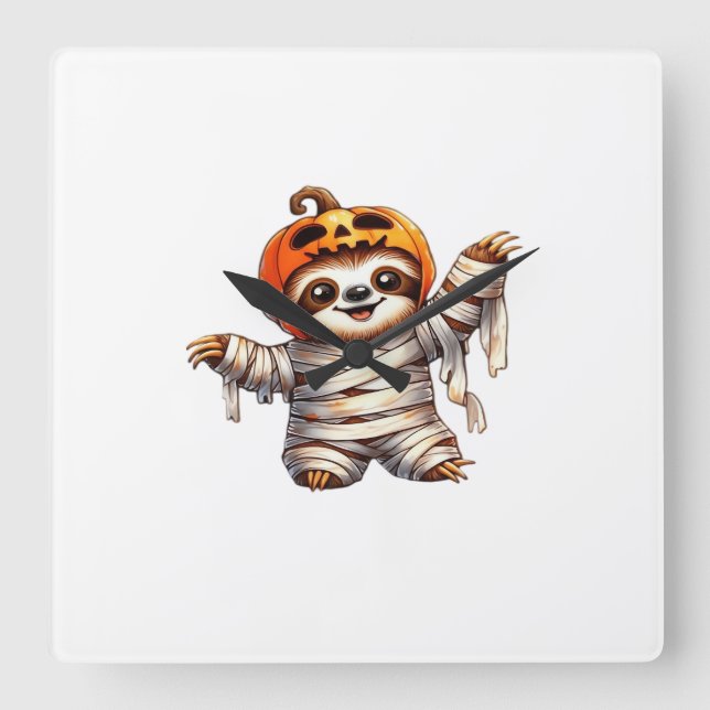 Sloth Mummy Halloween Classic T-Shirt Square Wall Clock (Front)