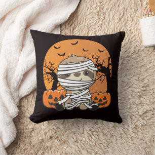 Sloth Mummy Pumpkin Sloths Happy Halloween Throw P Cushion