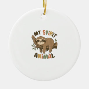 Sloth My Spirit Animal Graphic Funny Sloth Funny S Ceramic Tree Decoration
