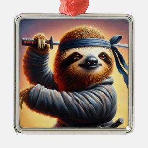 Sloth Ninja Metal Tree Decoration