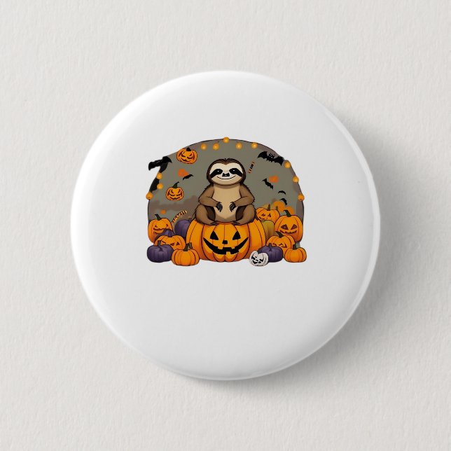 Sloth-o-ween Classic T-Shirt 6 Cm Round Badge (Front)