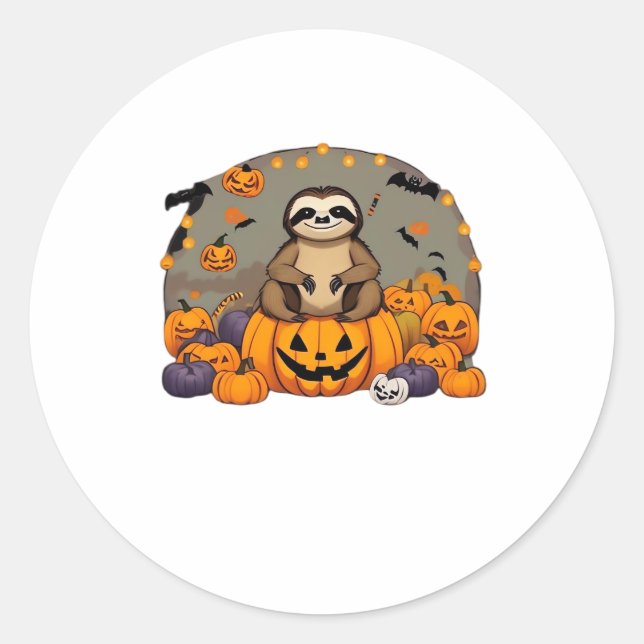 Sloth-o-ween Classic T-Shirt Classic Round Sticker (Front)