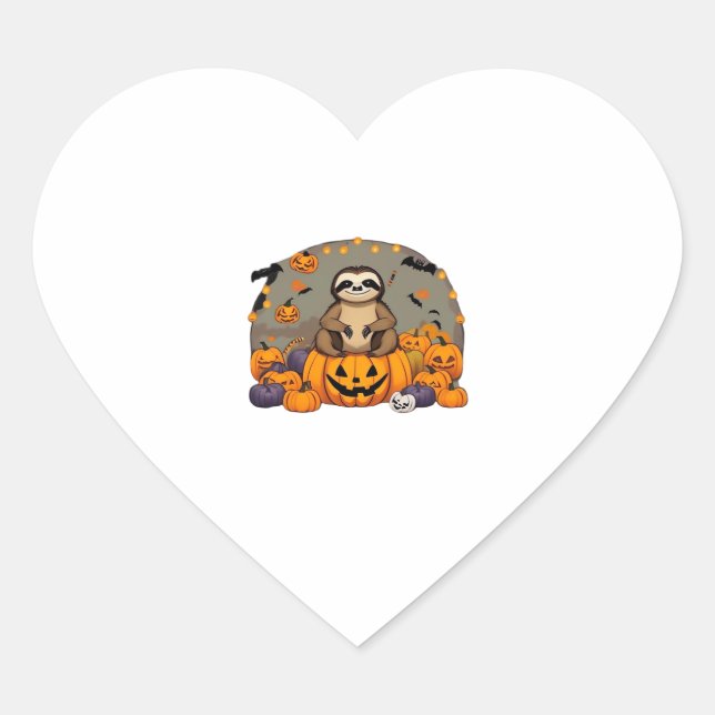 Sloth-o-ween Classic T-Shirt Heart Sticker (Front)