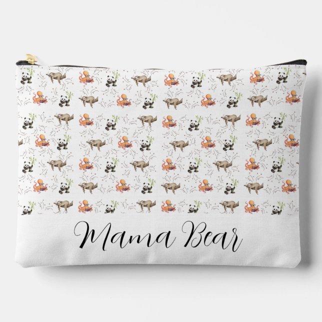 Sloth Octopus Panda Party  Accessory Pouch (Front)