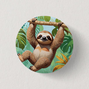 Sloth on a Tree 3 Cm Round Badge