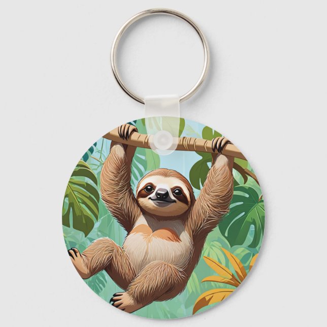 Sloth on a Tree  Key Ring (Front)