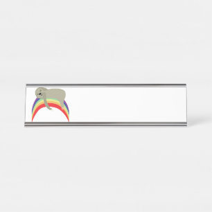 Sloth On Rainbow Desk Name Plate