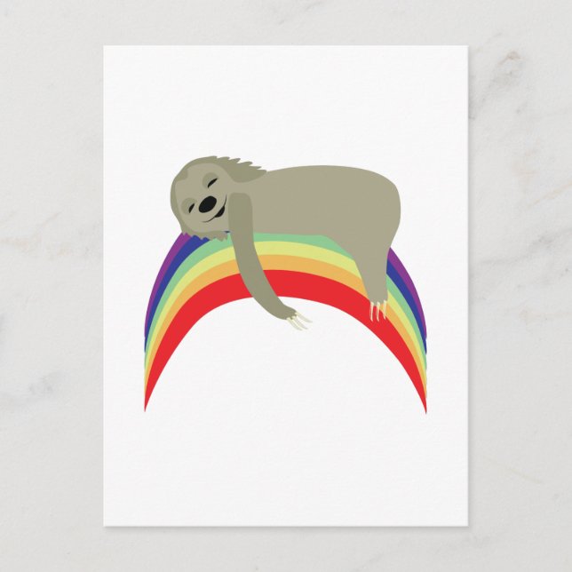 Sloth On Rainbow Postcard (Front)