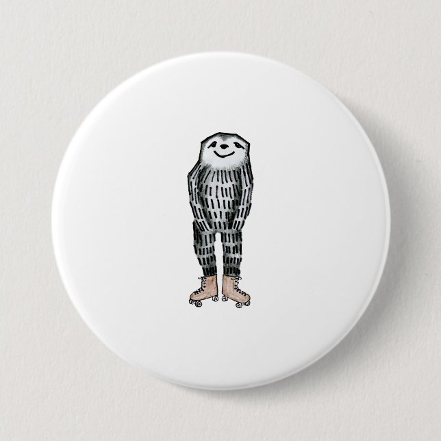 Sloth on Roller Skates 7.5 Cm Round Badge (Front)