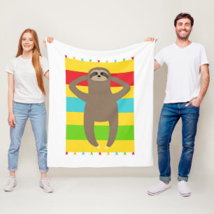 Sloth On The Beach Fleece Blanket