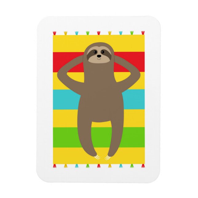 Sloth On The Beach Magnet (Vertical)