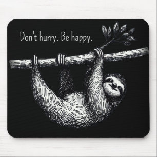 Sloth On Tree Branch With Quote Mouse Mat