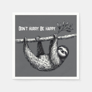 Sloth On Tree Branch With Quote Napkin