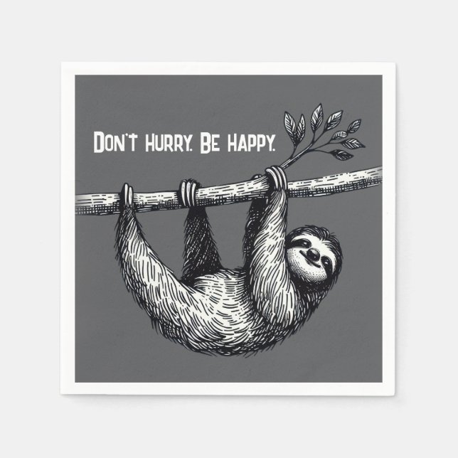 Sloth On Tree Branch With Quote Napkin (Front)