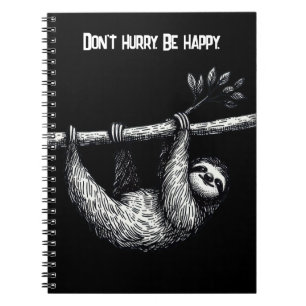 Sloth On Tree Branch With Quote Notebook