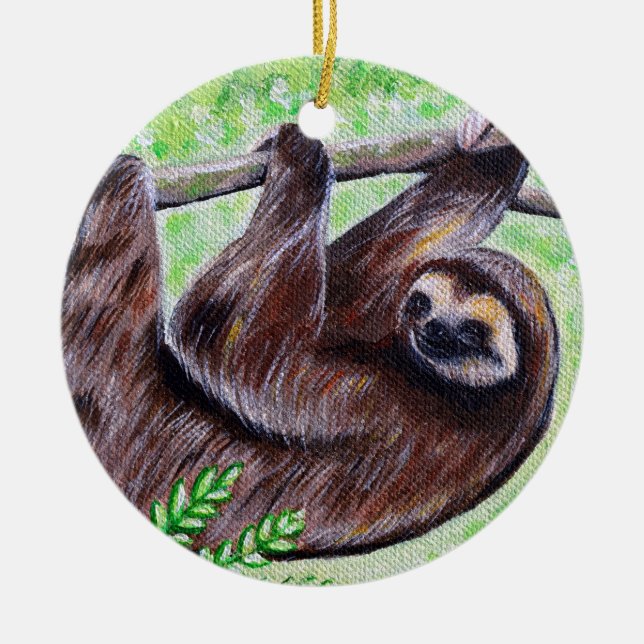 Sloth Painting Ceramic Ornament (Front)