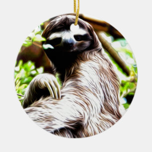 Sloth Painting Ceramic Tree Decoration