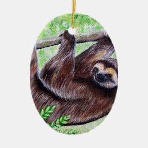 Sloth Painting Ceramic Tree Decoration
