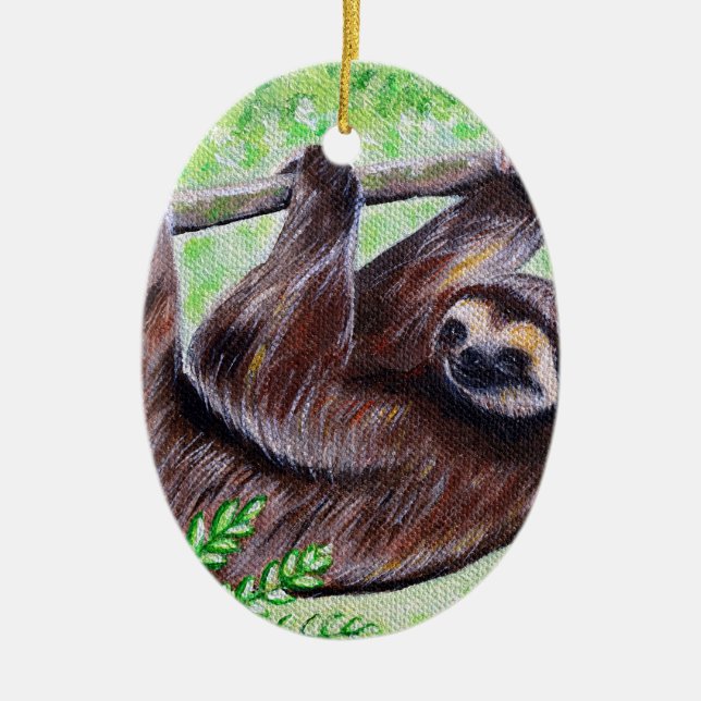 Sloth Painting Ceramic Tree Decoration (Front)