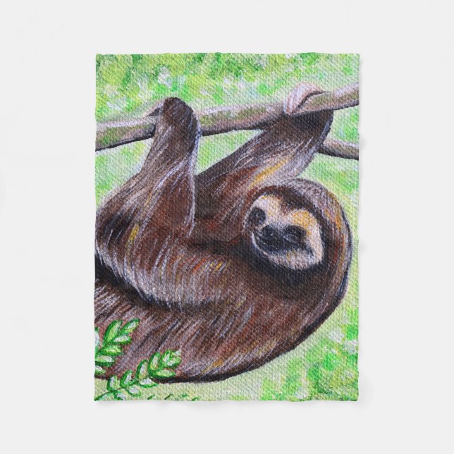 Sloth Painting Fleece Blanket (Front)