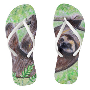Sloth Painting Flip Flops