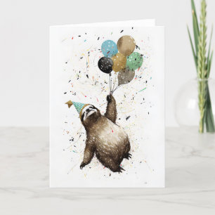 Sloth Party Celebration Greeting Card