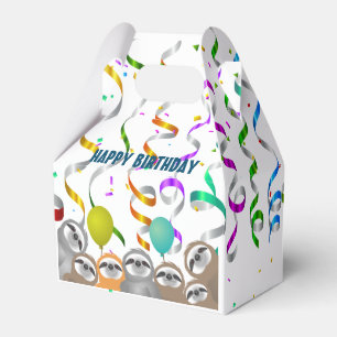 Sloth Party Confetti Balloons Curled Streamers Favour Box